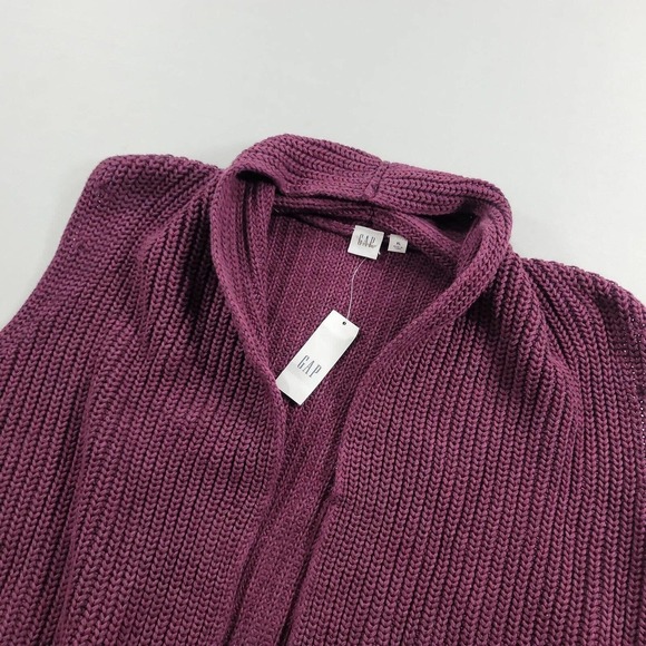 Gap Open Front Knit Sweater Womens XL Plum Red Cotton - Picture 5 of 9